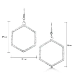 Honeycomb Large Drop Earrings In Sterling Silver -Bijourist Sales Store EX278 sizes