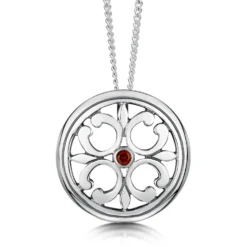 Garnet Cathedral Pendant In Sterling Silver