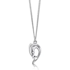 Dolphin Curve Small Pendant Necklace In Sterling Silver