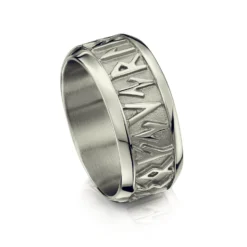 Runic Dress Ring In Platinum