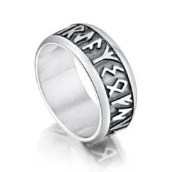 Runic Dress Ring In Sterling Silver