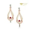 Reef Knot Ruby Drop Earrings In 18ct White & Rose Scottish Gold