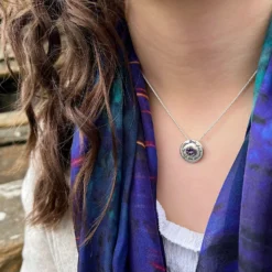 Ogham Small Amethyst Pendant In Sterling Silver