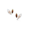 Seasons Small Silver & 9ct Rose Gold Stud Earrings In Autumn Enamel