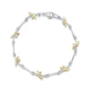 Kiss Diamond 7-link Bracelet In Silver & 9ct Yellow Gold
