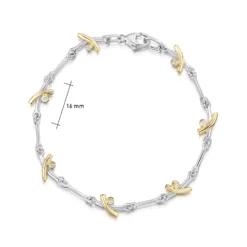 Kiss Diamond 7-link Bracelet In Silver & 9ct Yellow Gold 5 Kiss Diamond 7-link Bracelet In Silver & 9ct Yellow Gold -Bijourist Sales Store SY DBL0188 sizes