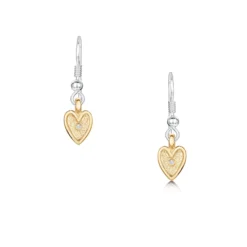 Secret Hearts Diamond Drop Earrings In Silver & 9ct Yellow Gold
