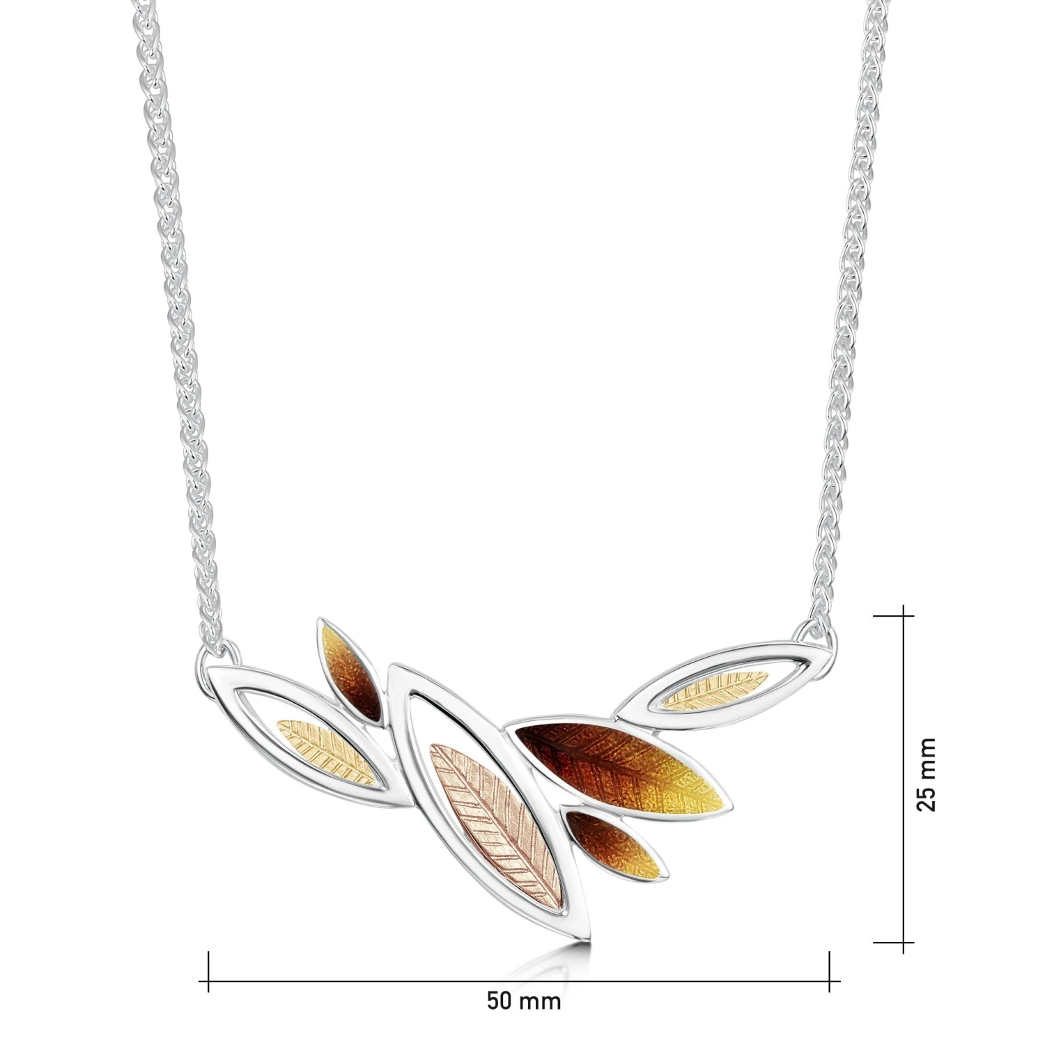 Seasons Gold Leaves Necklace In Autumn Enamel 2 Seasons Gold Leaves Necklace In Autumn Enamel - Image 2