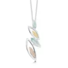 Seasons Gold Leaves Pendant Necklace In Winter Enamel