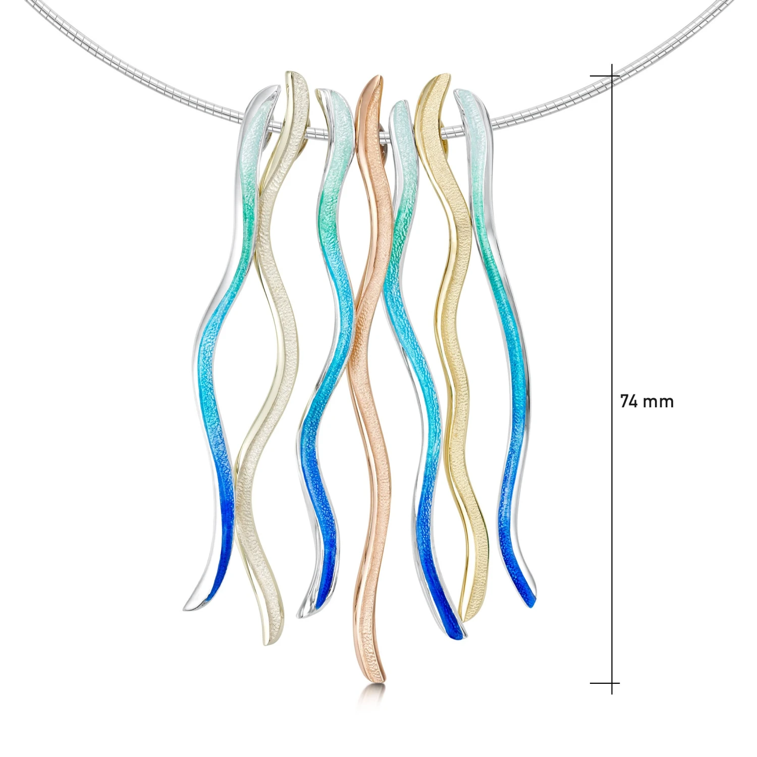 Atlantic Swell Statement Necklace In Silver, Mixed Gold & Ocean Hue Enamel 2 Atlantic Swell Statement Necklace In Silver, Mixed Gold & Ocean Hue Enamel - Image 2